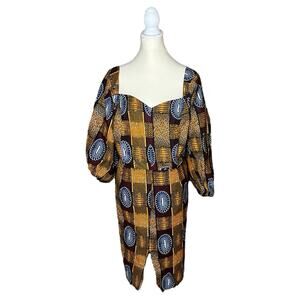 Grass Fields Long Dress Wax Print Dress African Wear Cultural Plus Size US 22